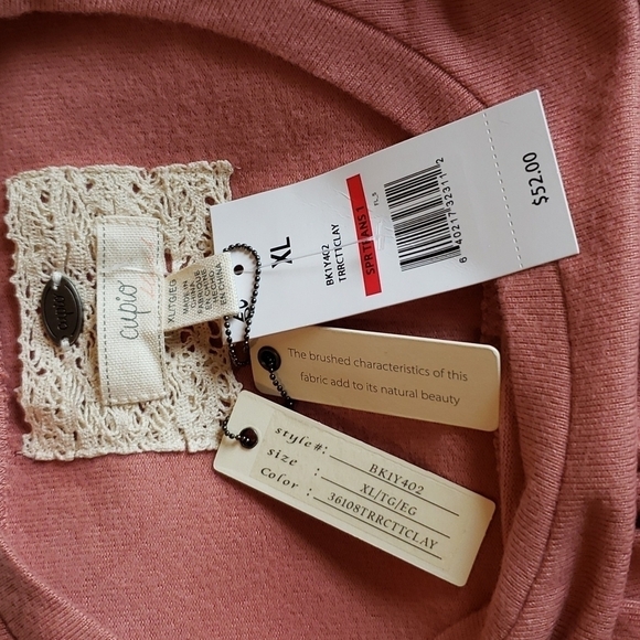 Cupio Women's Long Sleeve Ruffle Chest Knit Top Terracotta Clay - XL - Picture 9 of 10